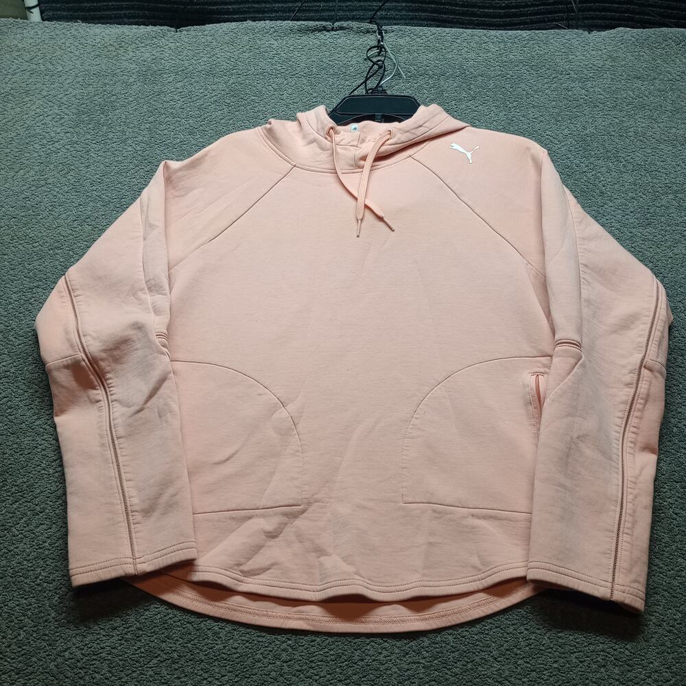 Puma Women Pink Hoodie Sweatshirt Pullover Logo Size M